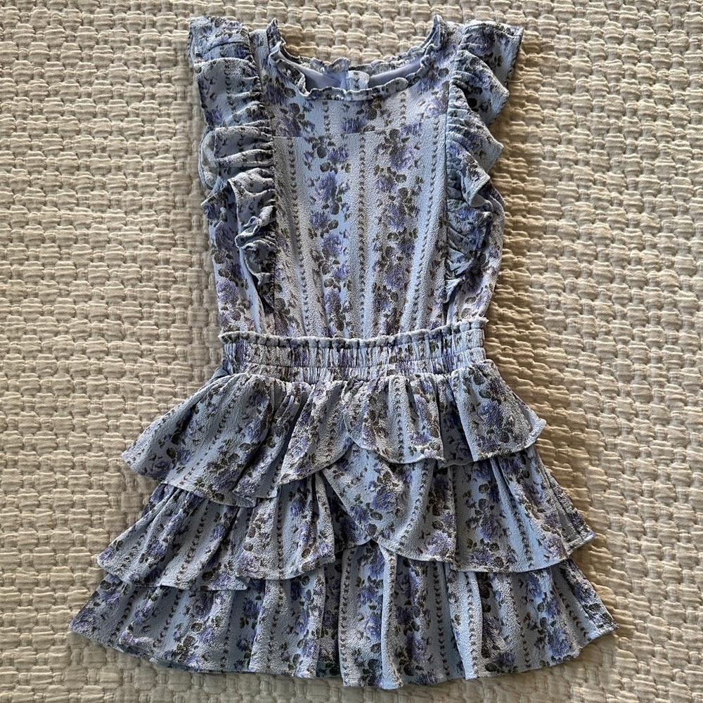 LoveShackFancy Decker Dress Pale Blue Easter girls 4-5T button back